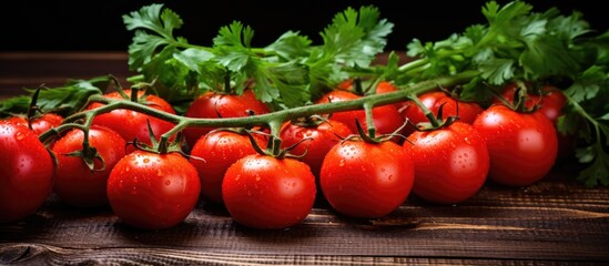 Poster - Tomatoes on wooden table