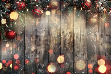 Poster - A wooden fence adorned with colorful Christmas lights. Perfect for holiday-themed designs