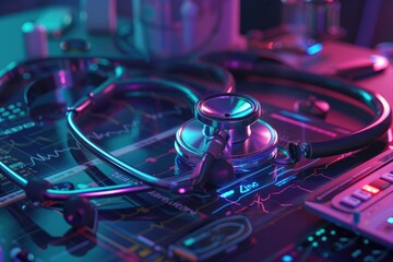 Aufkleber - Medical equipment on technology background, suitable for healthcare concepts
