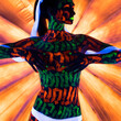 Girl with colorful UV bodyart cropped view