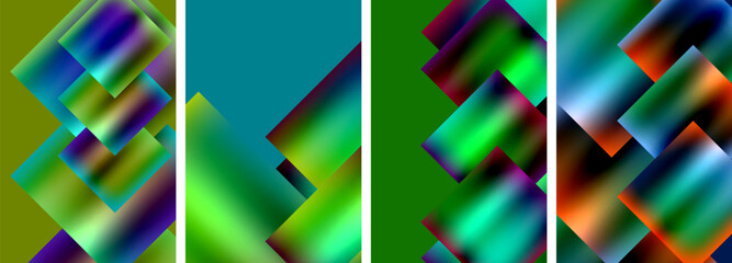 Poster - four different colored squares are lined up in a row High quality