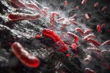 Wall Mural - Red blood cells floating in water. Suitable for medical and scientific projects