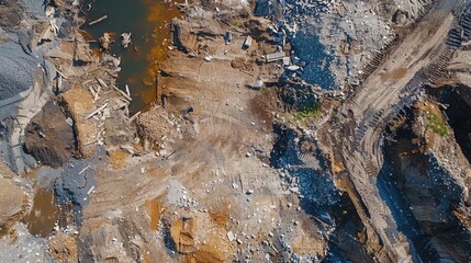 Aufkleber - A detailed aerial view of a construction site during daytime. Suitable for construction industry concepts