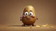 Happy potatoes on a beige-brown background. 3d illustration