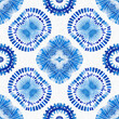 Indigo blue tie-dye handmade textile seamless pattern. Asian style abstract blotched dyed effect print.