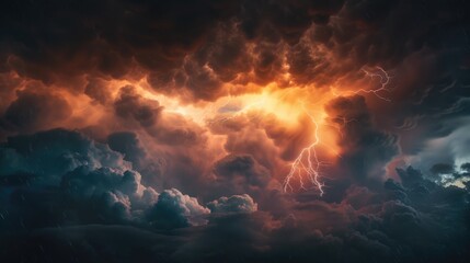 Wall Mural - Dramatic image of a large cloud filled with lightning. Suitable for weather-related designs