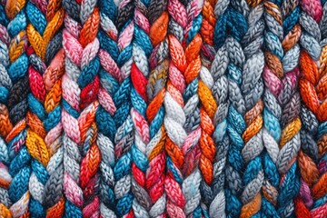 Aufkleber - Detailed close-up of a vibrant knitted blanket, perfect for cozy home decor projects