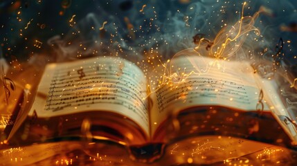 Poster - An open book resting on a table, ideal for educational or reading concepts