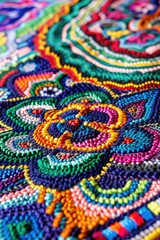 Poster - Close-up of a vibrant rug on a table, suitable for home decor