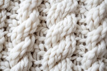 Poster - Detailed shot of a white knitted blanket, perfect for cozy home decor