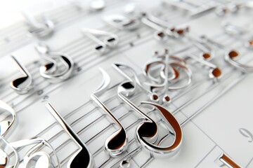 Poster - Musical notes arranged on a sheet, ideal for music-related projects