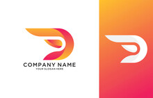 D Letter Initials Logo In Orange With Symbol Representing Multiple Business Like IT,T ECH, Ecommerce, Trading And Start Ups In Complete Customize Form 