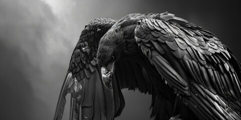 Poster - A striking image of a majestic bird in monochrome. Suitable for nature and wildlife themes