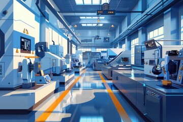 Canvas Print - Industrial interior with machinery and equipment. Ideal for manufacturing concepts