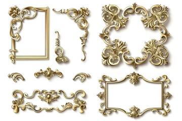 Poster - Elegant set of ornate gold frames, perfect for adding a touch of luxury to any design project