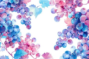 Poster - A cluster of grapes hanging on a vine. Suitable for wine or fruit-related concepts