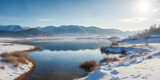 Fototapeta Na sufit - bright day snow winter lake scenery