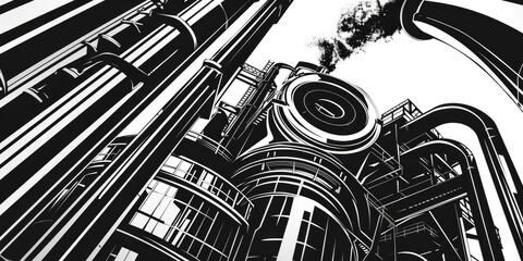 Poster - A monochrome image of a tall building. Suitable for architectural projects