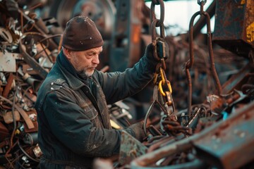 Aufkleber - A man working on a machine in a factory. Suitable for industrial concepts