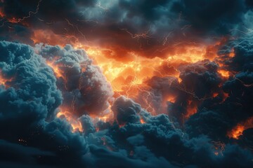 Poster - A large cloud filled with orange and black clouds. Perfect for weather-related designs