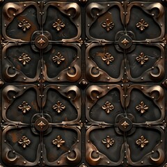 Poster - Close up of a metal wall with a clock, perfect for time concept designs