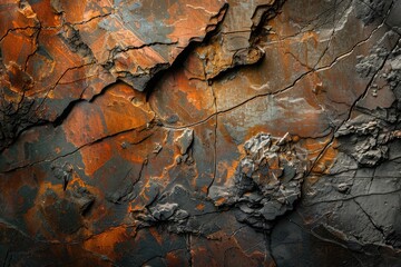 Canvas Print - Detailed view of a rock with cracks, suitable for geological or environmental themes