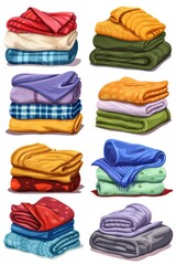 Poster - Neatly stacked towels on a clean white surface, perfect for spa or hotel concepts