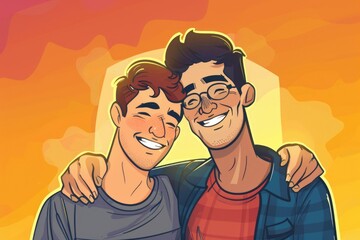 Poster - Two men standing side by side. Suitable for business and teamwork concepts