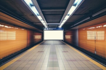 Aufkleber - Busy subway station with modern large screen display. Perfect for advertising or technology concepts