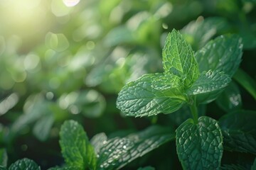 Aufkleber - Detailed view of green plant leaves, suitable for botanical or nature themes
