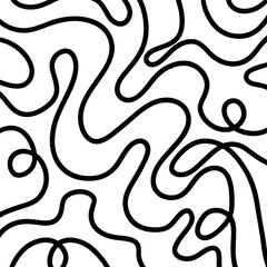 Wall Mural - abstract background with a hand drawn squiggle background black on white