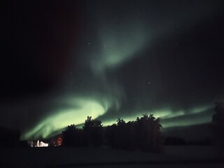 aurora borealis over the mountains