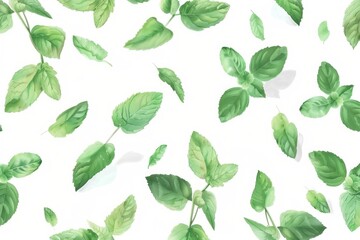 Poster - A simple and elegant pattern of green leaves on a white background. Suitable for various design projects