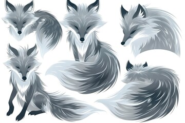 Poster - Collection of four different images featuring a fox. Can be used for various projects