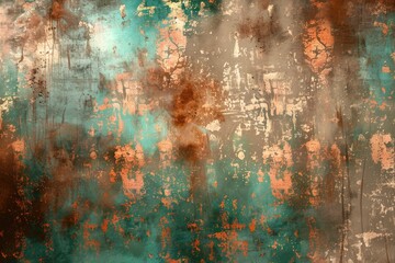 Poster - A weathered metal surface with a green backdrop. Suitable for industrial and environmental themes