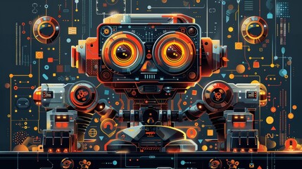 Digital Innovation: A vector illustration of a futuristic robot