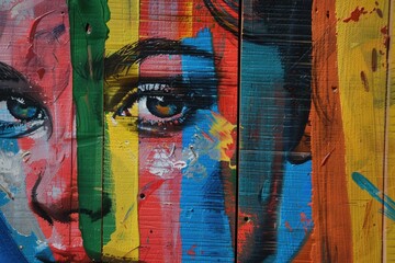 Poster - Detailed painting of a woman's face. Suitable for art projects