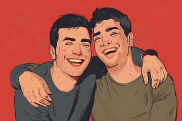 Poster - Two men standing next to each other. Suitable for business or friendship concepts