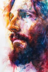 Poster - Realistic painting of a man with a beard. Suitable for artistic projects