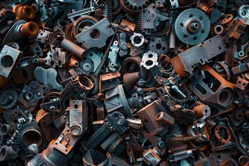 Aufkleber - Old rusty gears and cogs stacked together. Suitable for industrial concepts