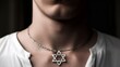 David Amulet neckless pendant background Star of David necklace, Magen David Generative AI