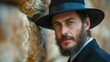 An ultra-Orthodox Israeli Jewish man at the Western Wall Generative AI	

