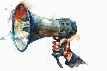 Poster - A hand holding a megaphone, useful for communication concepts