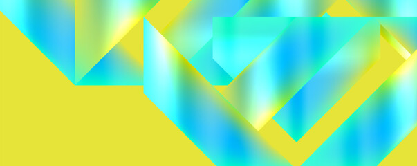 Aufkleber - A vibrant yellow background adorned with electric blue triangles creates a stunning geometric pattern. This artistic display of colorfulness and symmetry showcases creative arts at its finest