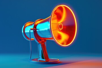 Aufkleber - A vibrant blue and orange megaphone on a simple blue background. Suitable for various communication concepts