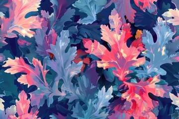 Poster - Vibrant autumn leaves on a bright blue backdrop. Ideal for seasonal or nature-themed designs