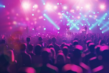 Canvas Print - A large crowd of people watching a concert. Ideal for event promotions