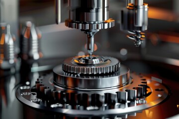 Poster - Detailed close up of a machine with visible gears. Suitable for industrial concepts