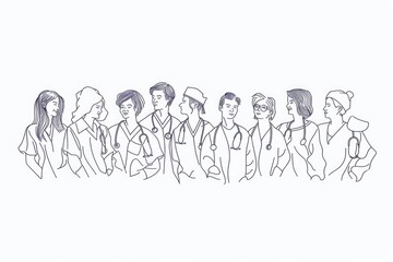 Canvas Print - Illustration of a group of doctors, suitable for medical concepts