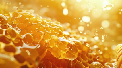 Poster - Detailed view of honeycombs, perfect for beekeeping publications